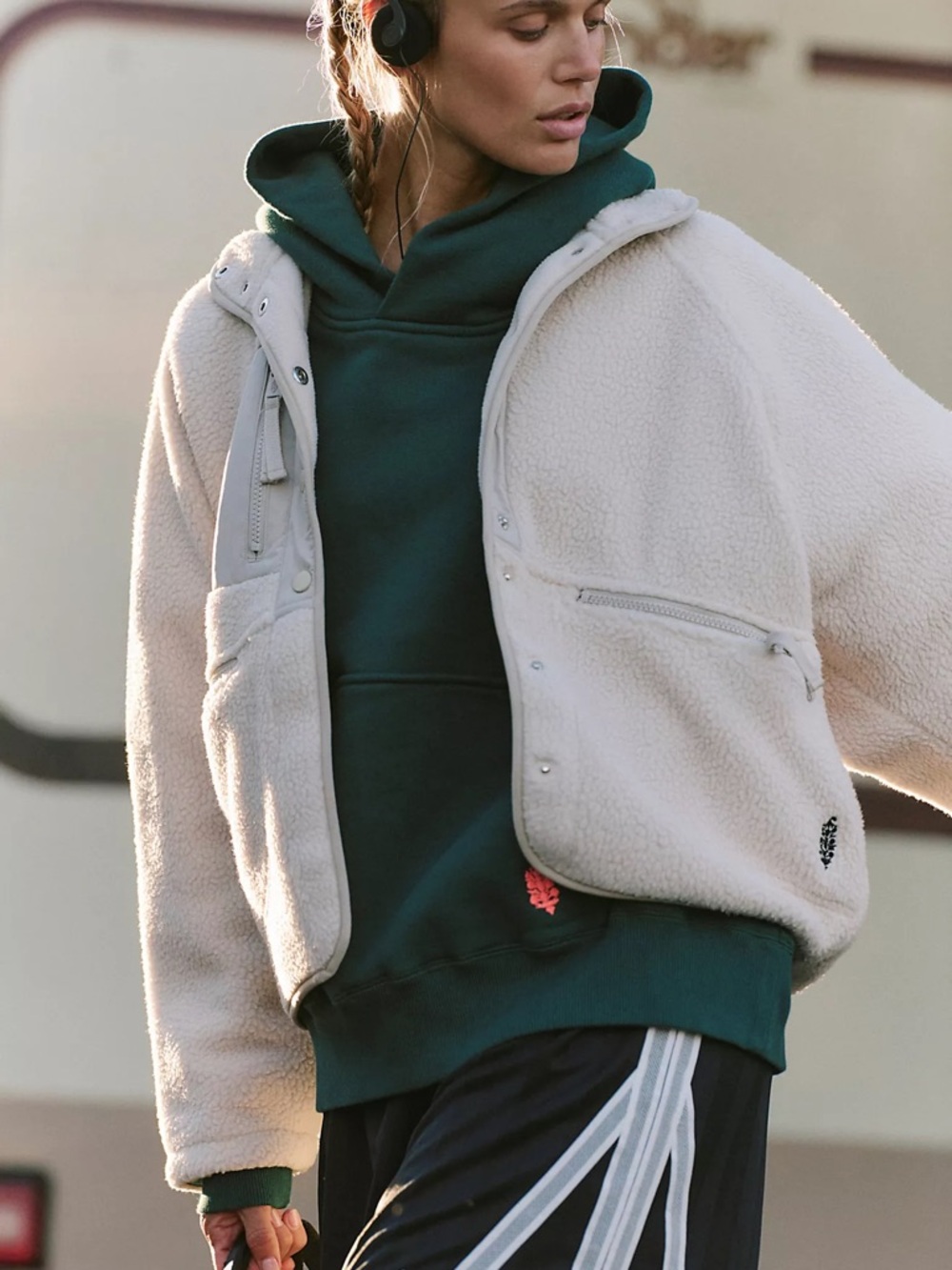FREE PEOPLE Hit The Slopes Fleece in Muted Beige S